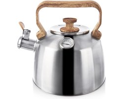 Fluitketel Edelstaal met Thermometer 3,2 l - Waterketel met Fluitje - Waterkoker