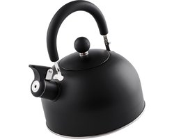 Fluitketel Edelstaal Zwart 2 l - Waterketel met Fluitje - Waterkoker