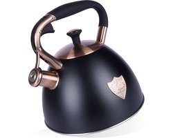 Fluitketel Edelstaal Zwart 3 l - Waterketel met Fluitje - Waterkoker