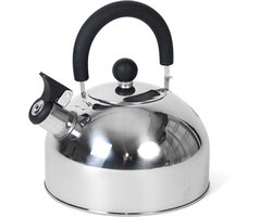 Fluitketel - RVS - 2,5 liter - zilver / zwart - waterkoker voor camping/ caravan/ camper