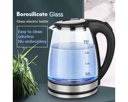 iSwiss 2ltr. waterkoker Borosilicaat glas snel kokend.