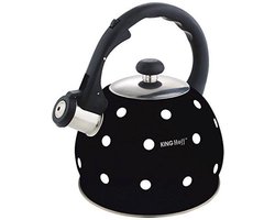Kinghoff Fluitketel zwart stippel - 2 l