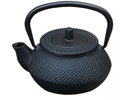 Kinghoff Gietijzeren Theepot met Filter - 0,3 Liter (KH1817) - Inclusief Suiker- en Theebakjes met Houten Deksels - Traditioneel Design met Moderne Functionaliteit