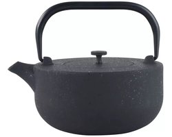 Kinghoff Gietijzeren Theepot met Filter - 1,1 Liter, Hoogwaardig RVS Filter, Comfortabele Handgreep, Traditioneel Design, Zwart -