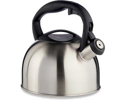 kinvara fluitketel - RVS - 2.5 liter - zilver/zwart - waterkoker voor camping/ caravan/ camper