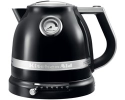 KitchenAid Waterkoker met temperatuurregeling - 1,5 L - Artisan - Retro waterkoker dubbelwandig - 2400 W - Onyx zwart