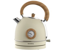 Klausberg 7906 - Retro Waterkoker - 1,8L - RVS - creme - met thermometer
