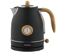 Klausberg 7907 - Retro Waterkoker - 1,7L - RVS - Zwart - met thermometer