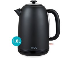 MOA Waterkoker 1,8 Liter - Elektrische Waterkoker - Met Kalkfilter en Anti-Slip - 2200W - Zwart