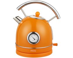MOA Waterkoker Retro - 1,8 Liter - Elektrische Waterkoker - Anti Calcium Filter - BPA-vrij - RVS - 2200W - Oranje