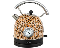 MOA Waterkoker Retro - 1,8 Liter - Elektrische Waterkoker - Anti Calcium Filter - BPA-vrij - RVS - 2200W - Panterprint