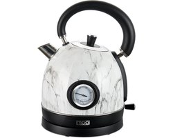 MOA Waterkoker Retro - 1,8 Liter - Elektrische Waterkoker - Anti Calcium Filter - BPA-vrij - RVS - 2200W - Wit Marmer