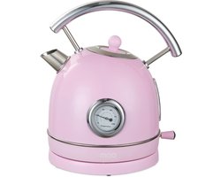 MOA Waterkoker Retro - BPA Vrij - 1,8 Liter - Elektrische Waterkoker - Anti Calcium Filter - BPA-vrij - RVS - 2200W - Pastel Roze