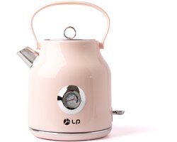 Namajunas - Waterkoker retro - Inhoud 1,7 liter - RVS - Elektrische Waterkoker - Roze - Temperatuuradisplay - 360° draaibaar