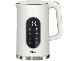 Olvy Waterkoker met Temperatuurregeling - Warmhoudfunctie - RVS - Dubbelwandig - Elektrisch - 1.7 Liter - 2200W - Crème
