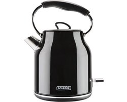 Retro Waterkoker - Zwart - Snoerloos te gebruiken - Metaal - antikalk waterfilter - ruime 1.7L inhoud voor 8 koppen thee - BPA vrij