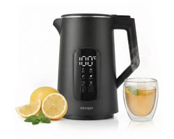 Seeger Digitale Waterkoker - 1.7L - met Temperatuurregeling - Touch Screen - BPA-vrij - Dubbelwandig - Zwart