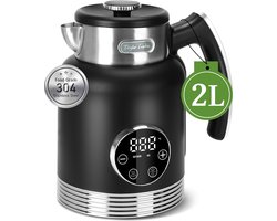 Taylor Swoden Asher Pro - Retro Waterkoker - 2 Liter - Warmhoudfunctie - Elektrische Waterkokers - 2200W - Zwart