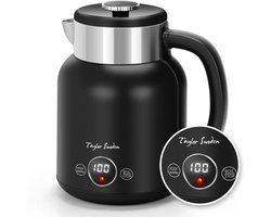 Taylor Swoden Asher - Retro Waterkoker - met Temperatuurregeling - 1.7 Liter - Warmhoudfunctie - Display - Dubbelwandig - Cool-touch - 2200W - RVS - Zwart