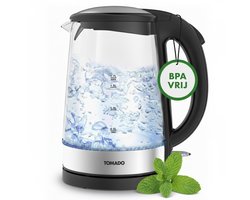 Tomado TWK1706G - Glazen waterkoker - 1,7 liter - Blauw LED verlichting - 2200 watt - RVS