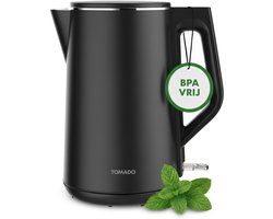 Tomado TWK1708B - Waterkoker - 1,5 liter - Dubbelwandig - 2200 watt - BPA vrij - Matzwart