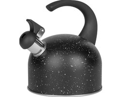 Traditionele Fluitketel met Inductie - Zwart met Stippen - Roestvrij Staal - 1,5L