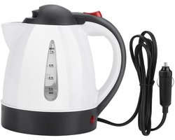 Waterkoker 12Volt - 1 Liter - Draagbaar - voor Auto, Caravan, Boot - 12 Volt Stekker - Wit