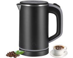 Waterkoker - Kleine Reiswaterkoker RVS Zwart - Reis Waterkokers voor Camping Hotel Senioren - Klein Draagbare Travel Water Koker - 0.8 Liter