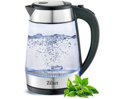 Zilan Glazen Waterkoker 1,7L – 2200W Elektrische Waterkoker met Blauw LED Licht – Borosilicaat Glas & RVS – Snoerloos 360° Draaibaar – Automatische Uitschakeling & Droogkookbeveiliging