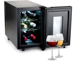 alpina Wijnkoelkast - Wijnklimaatkast 6 Flessen - Instelbare Temperatuur 11°C tot 18°C - Zwart