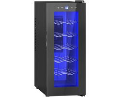 Benelux Select Wijnklimaatkast – Wijnkoelkast – Wijnklimaatkast Vrijstaand – 12 Flessen - 8 tot 18 ℃ - 26.5 x 51.5 x 65 cm