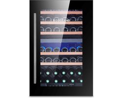 BODEGA43 - Wijnkoelkast - Inbouw wijnklimaatkast - 2 zones - 42 flessen - 5 houten lades - Zwart