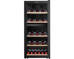Caviss C291CBEG - Vrijstaande Wijnkoelkast - 2 Temperatuurzones - 91 Flessen - 220 L - 124 cm H - Zwart