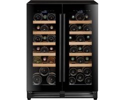 Climadiff CBU40D1B Wijnkoelkast - 2 temperatuurzones - 2 deuren - 40 flessen