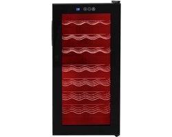 Commerciële Wijnkoelkast Glas LED Verlichting 78L 28 Flessen Zwart Touchpanel