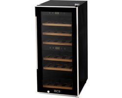 HCB® - Professionele luxe Wijnkoelkast met 2 zones - 24 flessen - Wijnklimaatkast met houten lades - Vrijstaand wijn koelkast - Klimaatkast - Wijnkast - Wijnfrigo koeler - 37 kg - Frigo - 6813