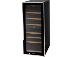 HCB® - Professionele luxe Wijnkoelkast met 2 zones - 38 flessen - Wijnklimaatkast met houten lades - Vrijstaand wijn koelkast - Klimaatkast - Wijnkast - Wijnfrigo koeler - 45 kg - Frigo - 6815