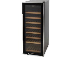 HCB® - Professionele luxe Wijnkoelkast voor 43 flessen - Wijnklimaatkast met houten lades - Vrijstaand wijn koelkast - Klimaatkast - Wijnkast - Wijnfrigo koeler - 44 kg - Frigo - 6814