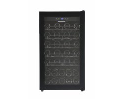 Heinner HRV-A118DRM40 Wijnkoelkast – 118 L – Geschikt voor 40 Flessen – LED-display – 5+1 Verchroomde Metalen Leggers – Omkeerbare Deur – Zwart