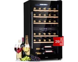 Klarstein Barossa 29 Duo Wijnkoelkast - 29 Flessen - 80 Liter - 2 Zones - Toetsbediening - Zwart