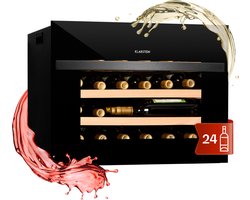 Klarstein Einbau Weinkühlschrank, 1 Zonen Getränkekühlschrank Klein, Kleiner Weinschrank 51L, Wein Kühlschrank Klein met Glastür, Indoor/Outdoor Flaschenkühlschrank, Wine Fridge 24 Flaschen – geschikt voor thuisfitness en sportschoolgebruik, duurzame