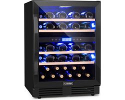 Klarstein Einbau Weinkühlschrank, 2 Zonen Getränkekühlschrank Klein, Kleiner Weinschrank 129L, Wein Kühlschrank Klein met Glastür, Indoor/Outdoor Flaschenkühlschrank, Wine Fridge voor 43 Flaschen – geschikt voor thuisfitness en sportschoolgebruik, du