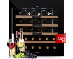 Klarstein Einbau Weinkühlschrank, 92 Liter Getränkekühlschrank, Kleiner Weinkühlschrank met Glastür, 1 Zone Kühlschrank Klein met UV Schutz, Leiser Indoor/Outdoor Beersafe, 5 20°C, 36 Flaschen – geschikt voor thuisfitness en sportschoolgebruik, duurz