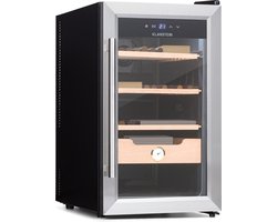 Klarstein El Presidente 48 Sigaarhumidor - Thermo-Elektrisch - Glazen Deur - Vrijstaand - 3 Schappen En Een Cederhouten Lade - 48 Liter - Hygrometer - Blauwe LED-Binnenverlichting