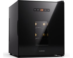 Klarstein Freistehender Weinkühlschrank, 1 Zonen Getränkekühlschrank Klein, Kleiner Weinschrank, Wein Kühlschrank met Glastür, Leiser Flaschenkühlschrank voor Wein & Bier, 5 22°C, 16 Flaschen – geschikt voor thuisfitness en sportschoolgebruik, duurza