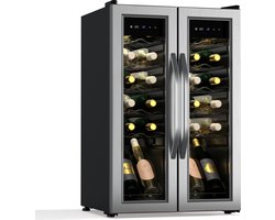 Klarstein Vinamour Weinkühlschrank 2 Zonen 24 Flaschen, 5 18 °C, Touch Steuerung, LED Beleuchtung, Freistehend, Edelstahl Doppeltür, Weinklimaschrank – geschikt voor thuisfitness en sportschoolgebruik, duurzame constructie, eenvoudig te monteren, ide
