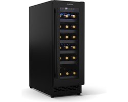 Klarstein Vinovilla 18 Uno Wijnkoelkast inbouw - 18 flessen, 1 zone, 5-18 °C, LED-touch, Stil 38 dB, Matzwart, Verlicht, Wijnkoelkast voor inbouw