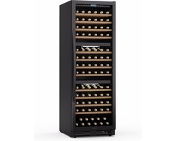 Klarstein Vinovilla Trio Wijnkoeler – 144 Flessen, 3 Zones, 5–20 °C, Led-Verlichting, Uv-Bescherming, Vrijstaand, Klimaatkast Voor Wijn