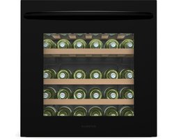 Klarstein Vinsider 30 Inbouw Wijnkoeler Uno - 30 flessen, 1 zone, 5-20 °C, LED-verlichting, UV-bescherming, houten planken, stil, energiezuinig, zwart, glazen deur