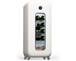 Klarstein Vrijstaande Wijnkoelkast 1 Zone - Drankenkoelkast Klein - Kleine Wijnkoelkast - Wijnkoelkast Klein met Glazen Deur - Flessenkoelkast Binnen/Buiten - Wijnkoelkast - 15 Flessen - Crème